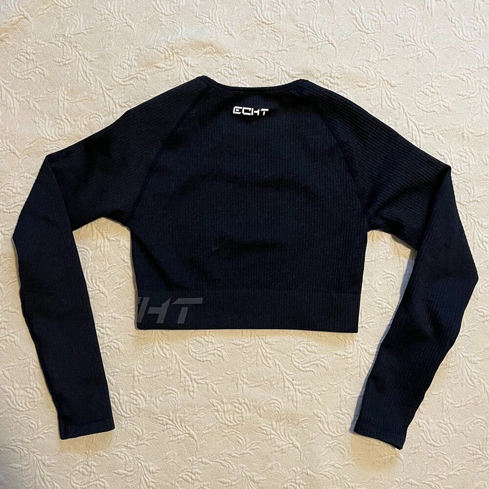 ECHT Black Long Sleeve Cropped Athletic Top